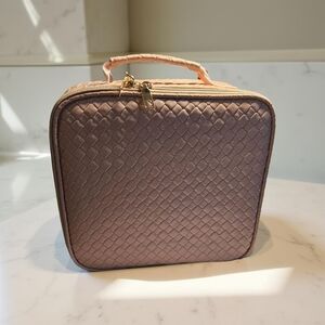 NWOT Pink Woven Cosmetic Bag with mirror